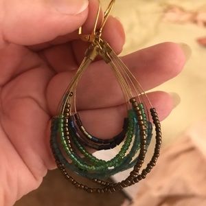 Brown and Green Beaded Earrings